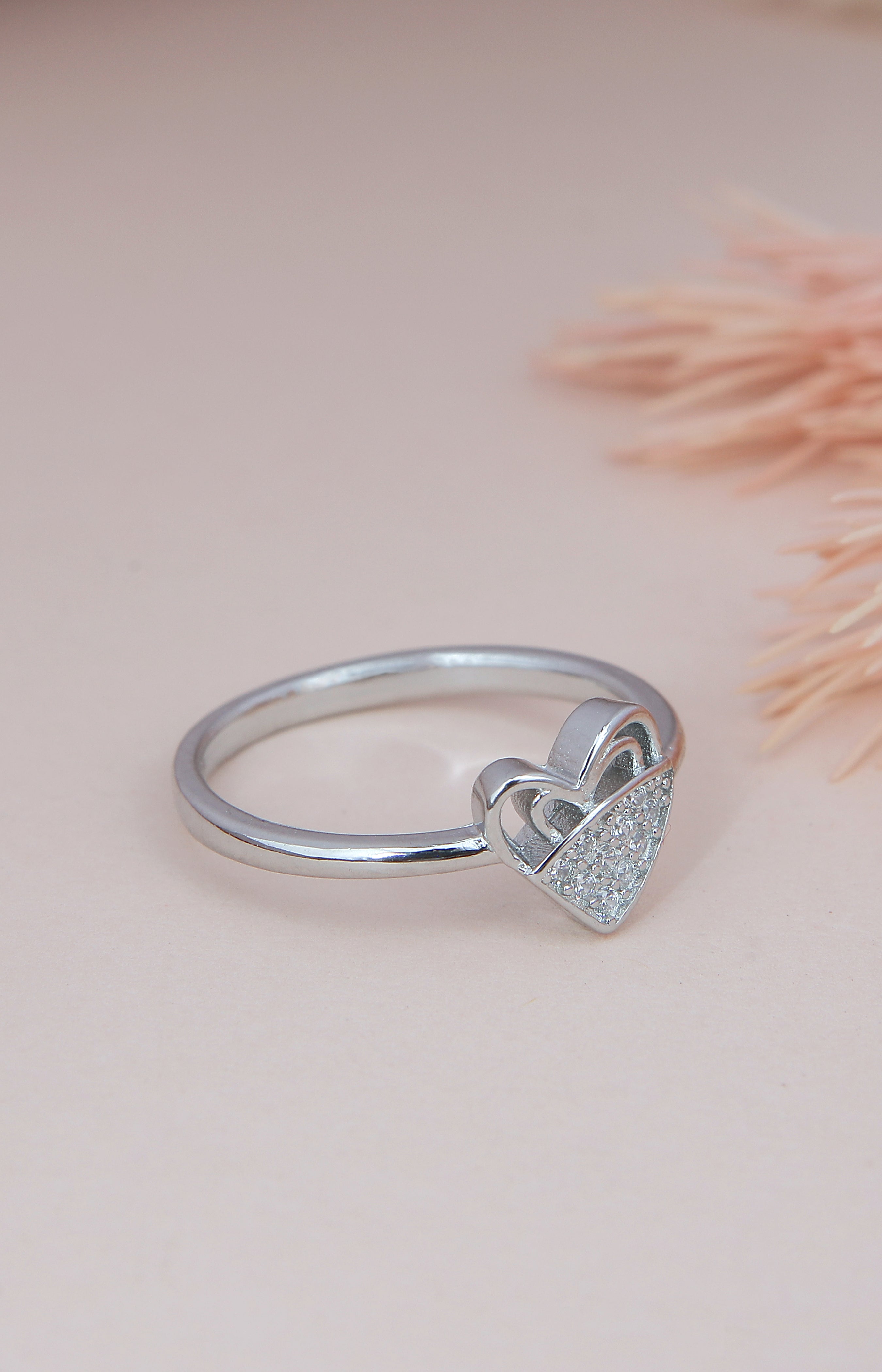 Double Heart Silver Ring