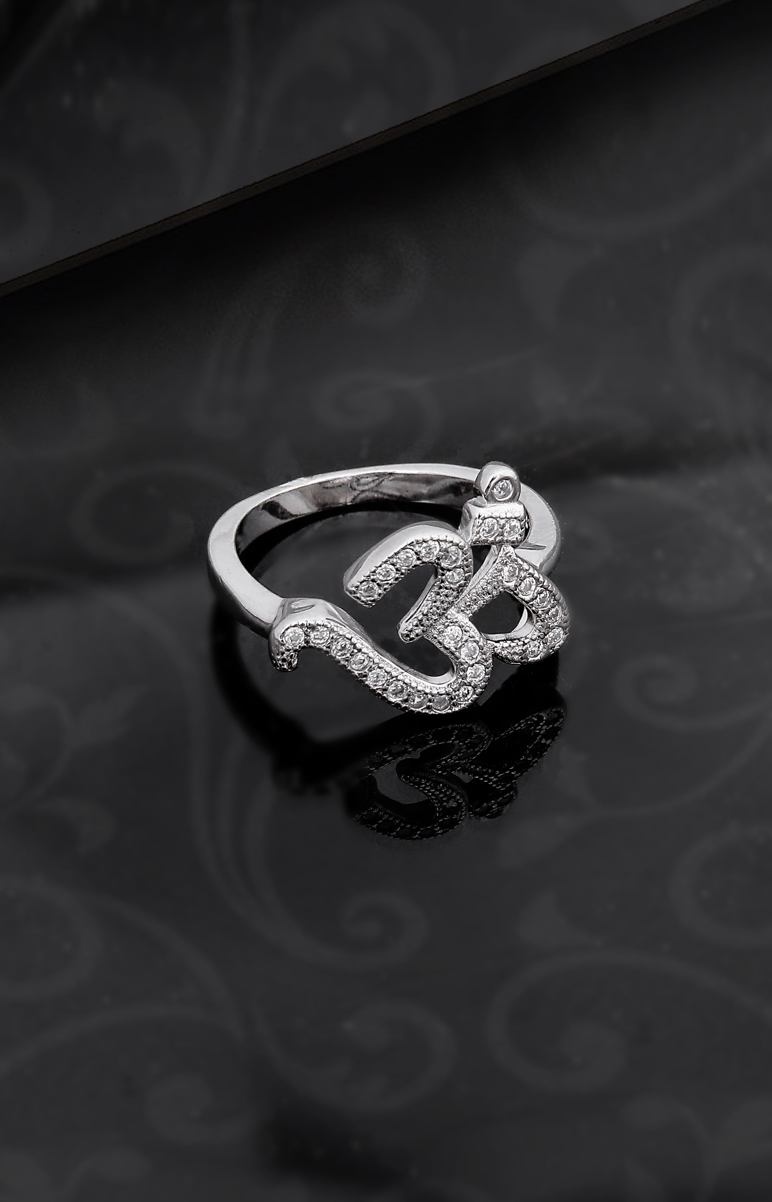 Silver Radiant Om Statement Ring