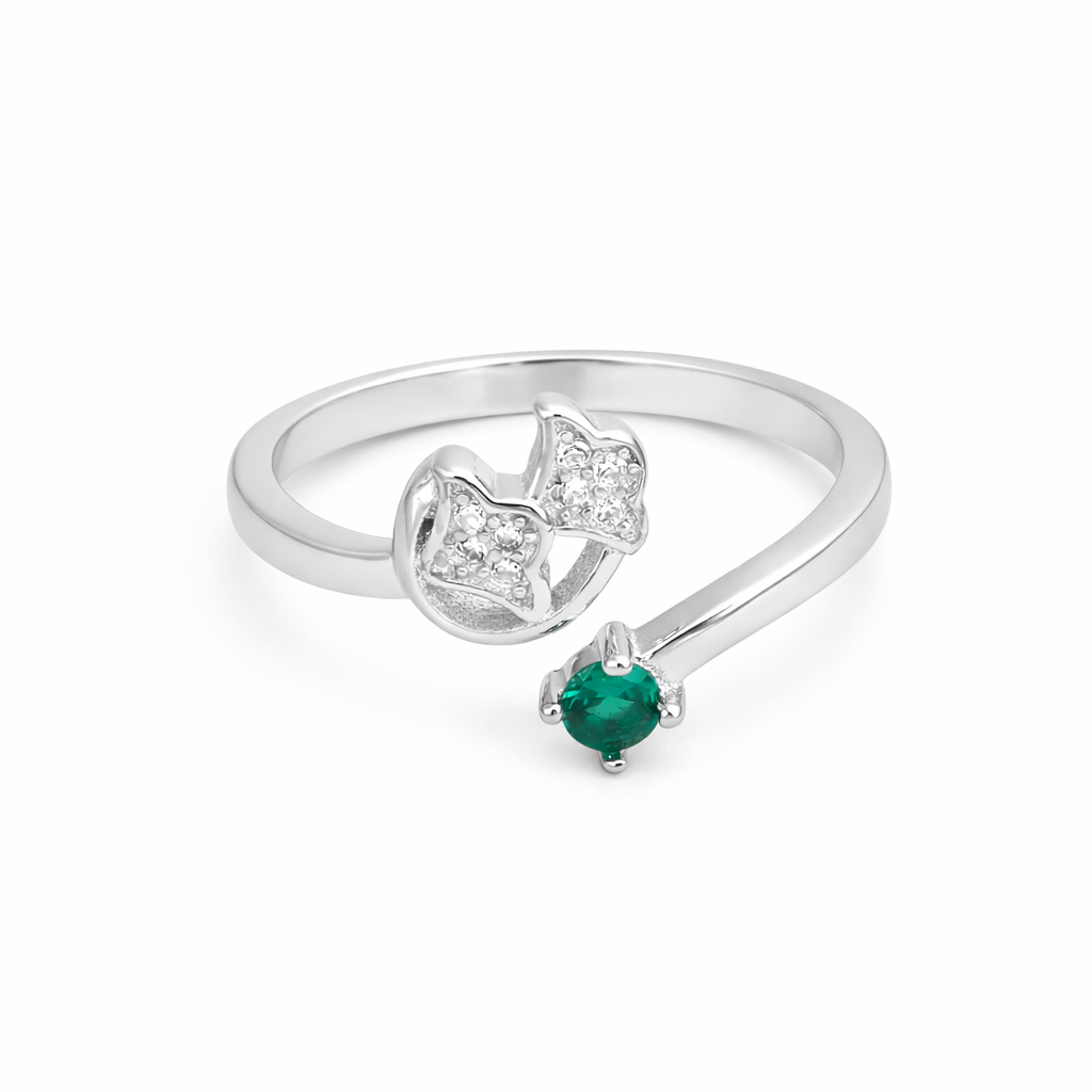 Emerald Flutter Flow Ring – Artistic Open Adjustable Ring for Women | Elegant Minimal Everyday Jewellery