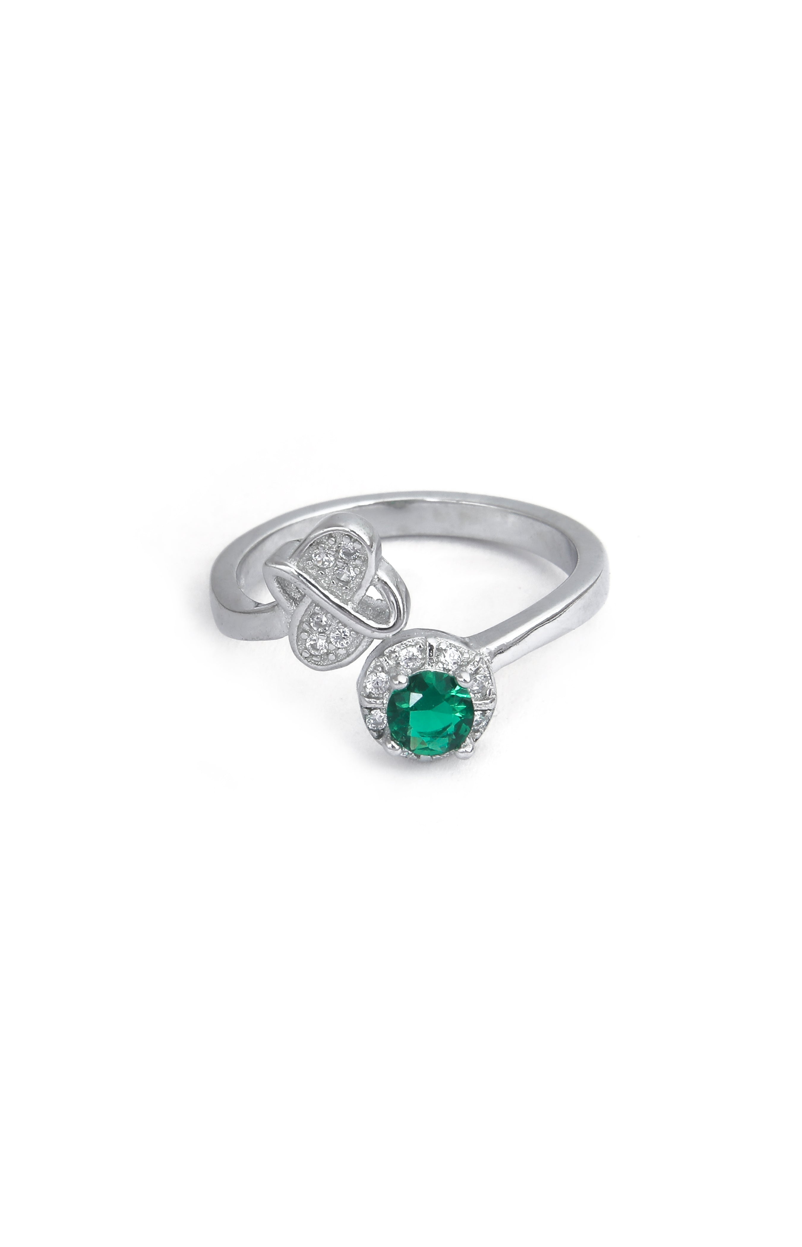 Emerald Knot Silver Ring