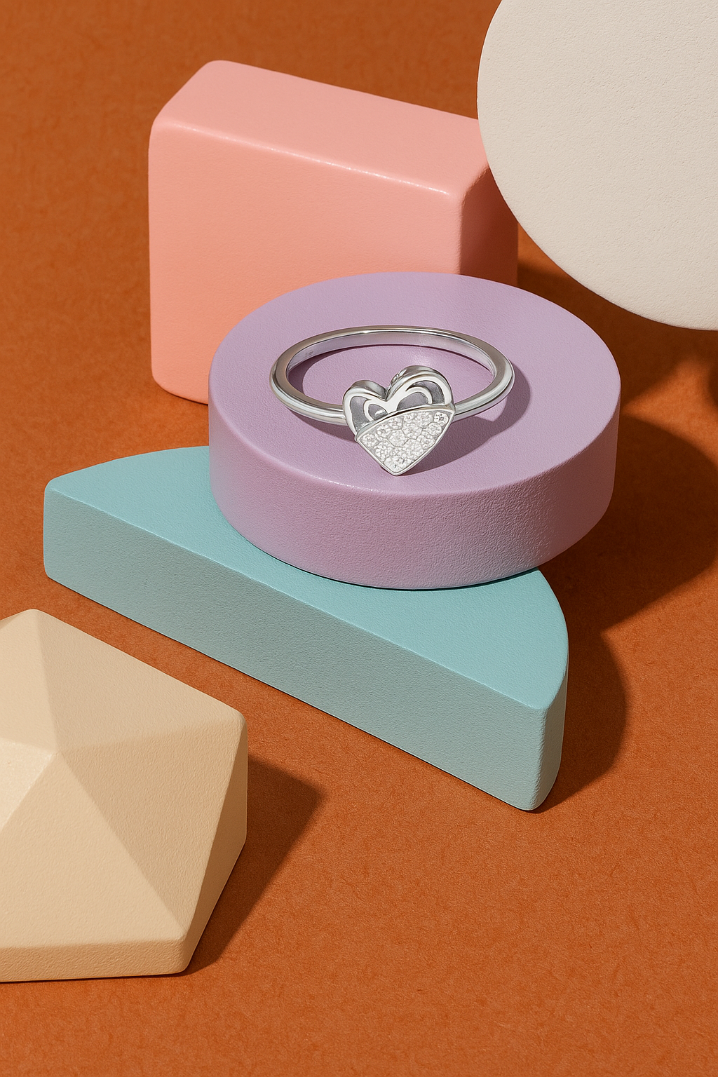 Double Heart Silver Ring
