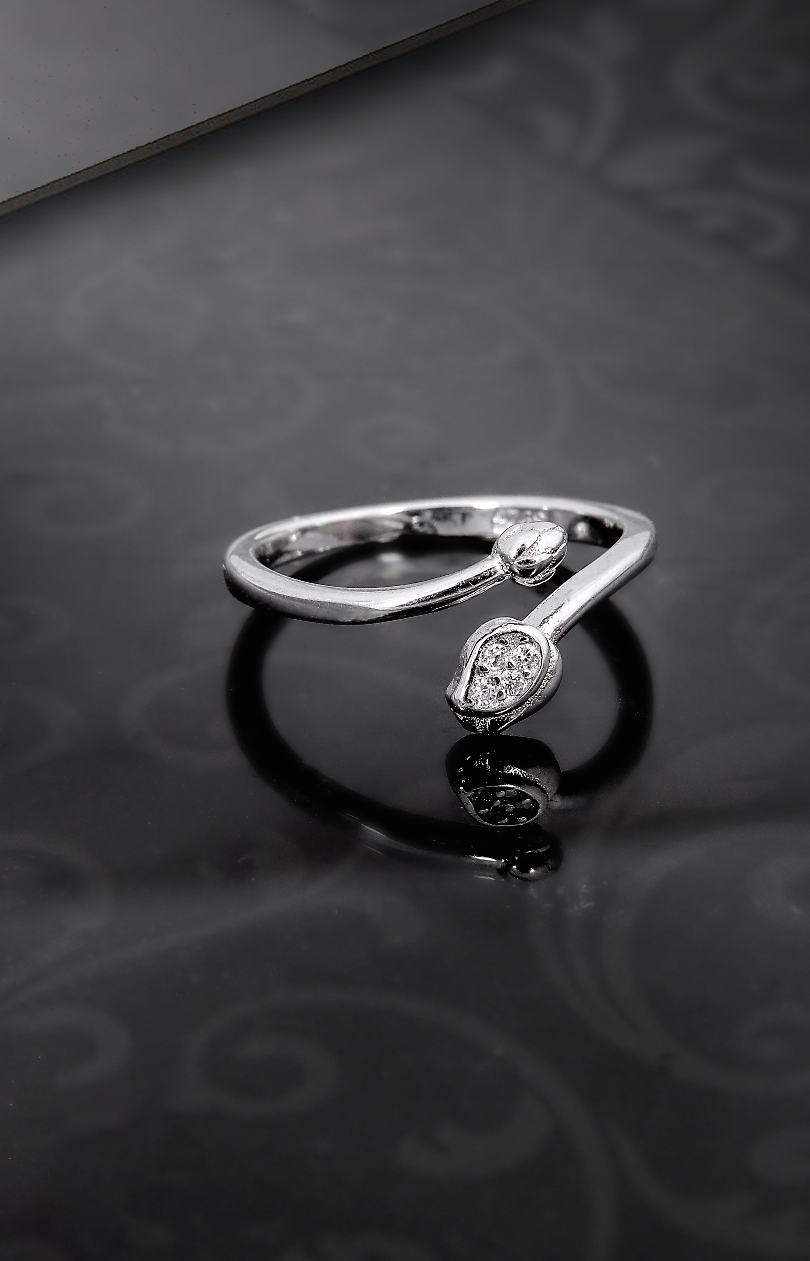 Silver Twin Bloom Open Ring
