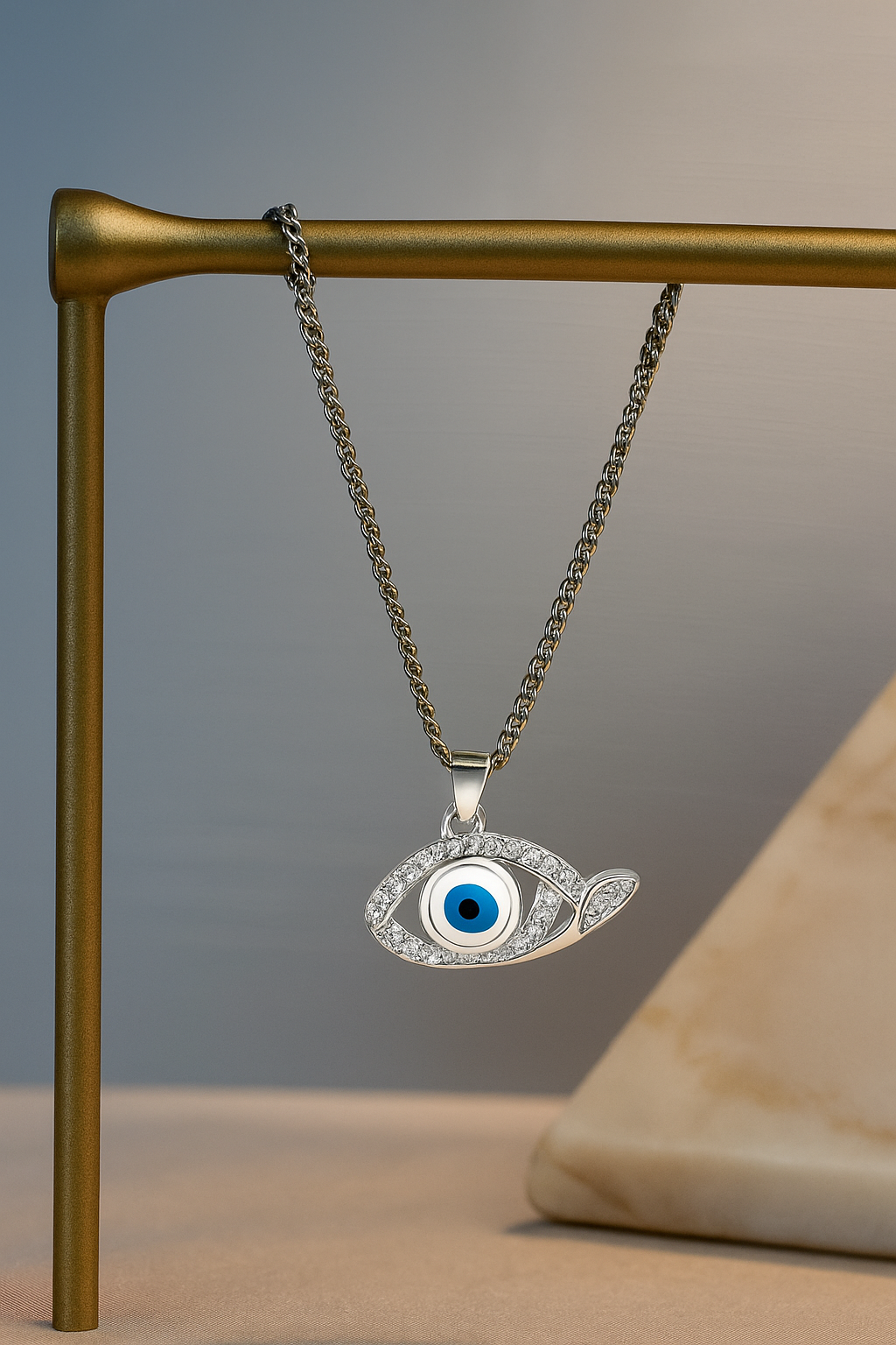 Silver Radiant Evil Eye Pendant