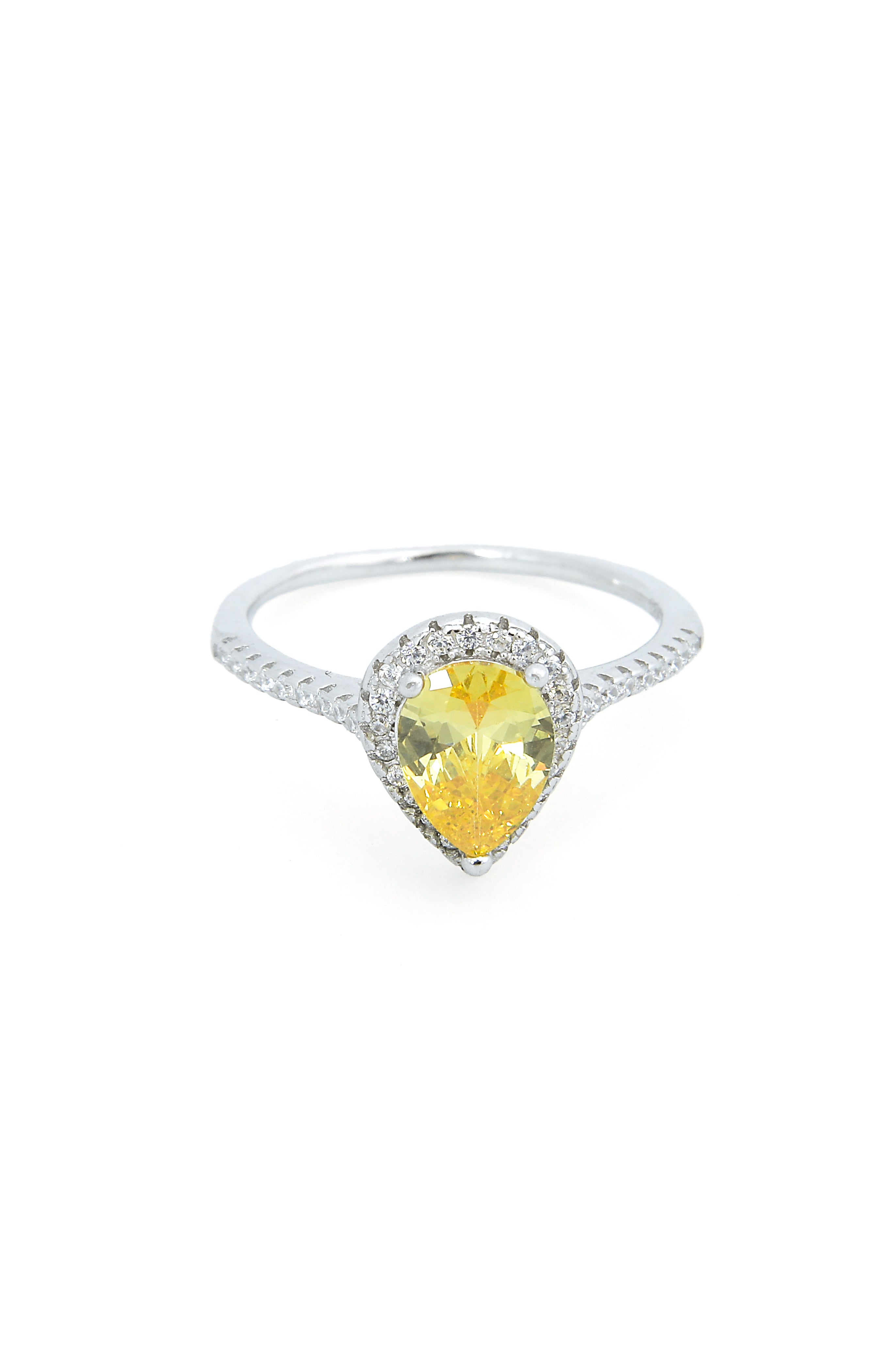 Golden Teardrop Halo Ring