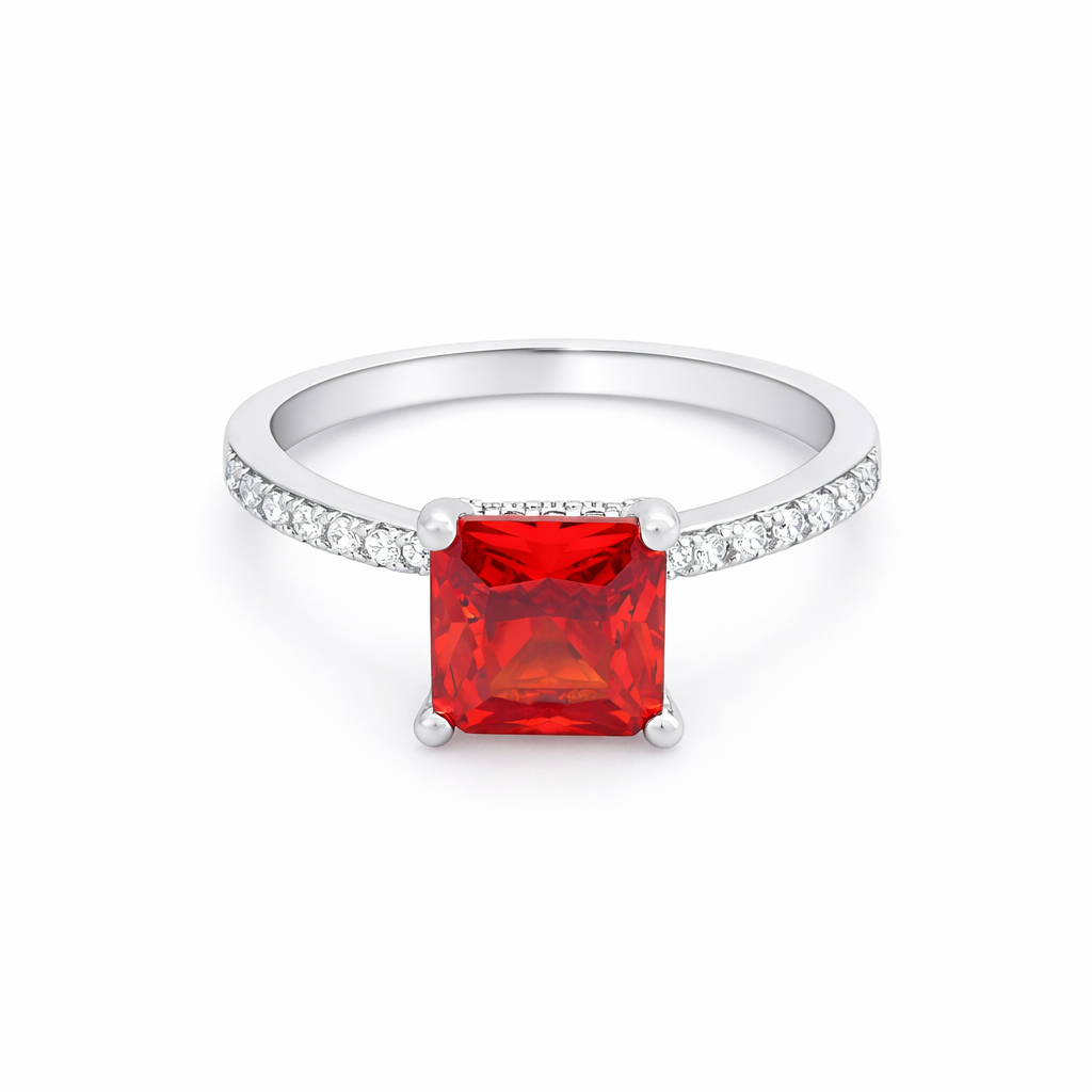 Fiery Radiance Square Ring – Minimal Elegant Ring for Women | Bold Modern Statement Jewellery