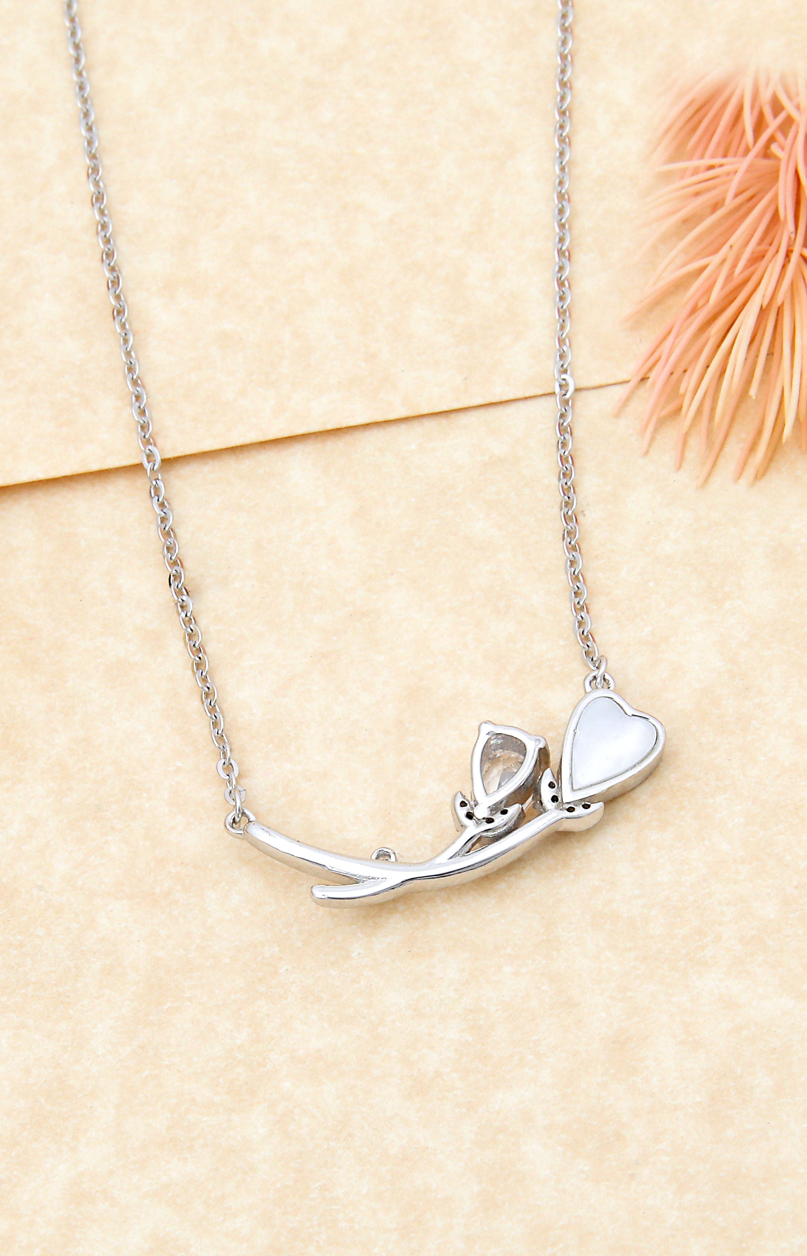 Silver Love Bloom Pendant Necklace