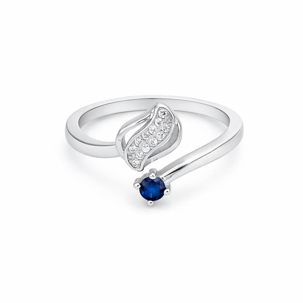 Azure Leaf Flow Ring – Minimal Artistic Adjustable Ring for Women | Elegant Nature-Inspired Everyday Jewellery
