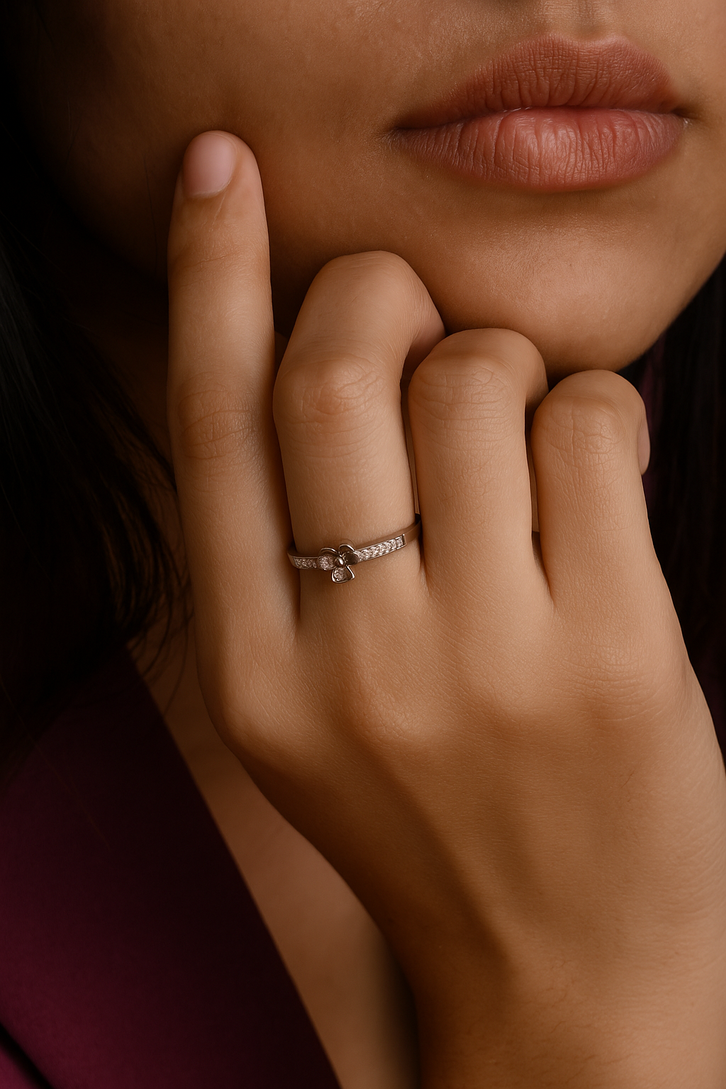 Silver Trio Bloom CZ Ring