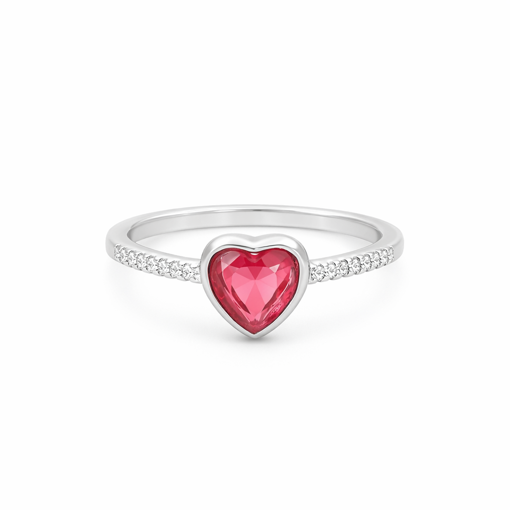 Scarlet Heart Glow Ring – Romantic Minimal Ring for Women | Elegant Everyday Symbolic Jewellery