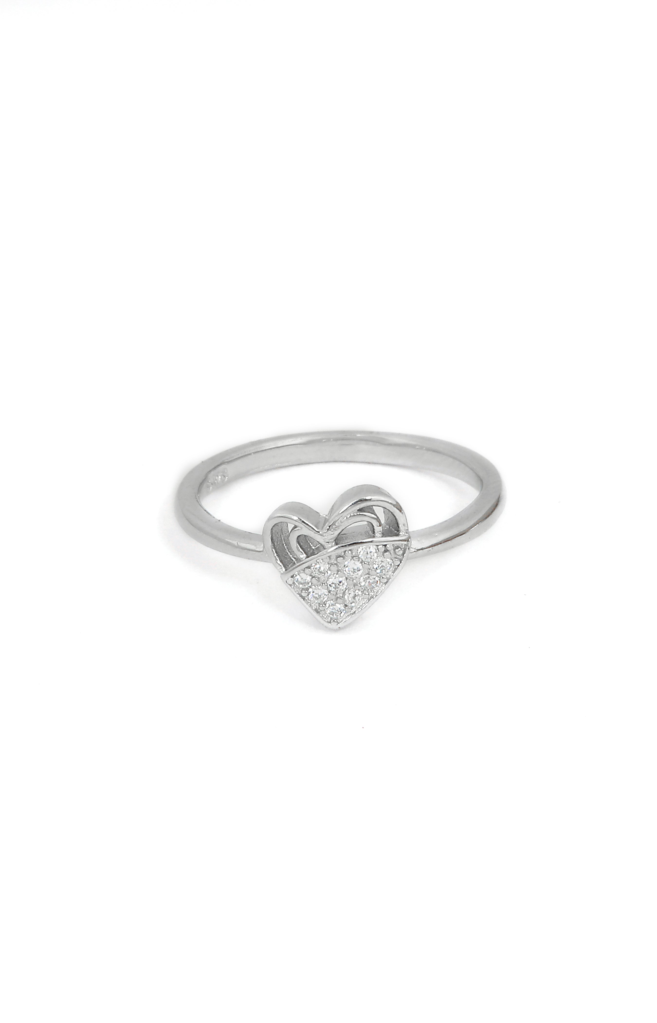 Double Heart Silver Ring