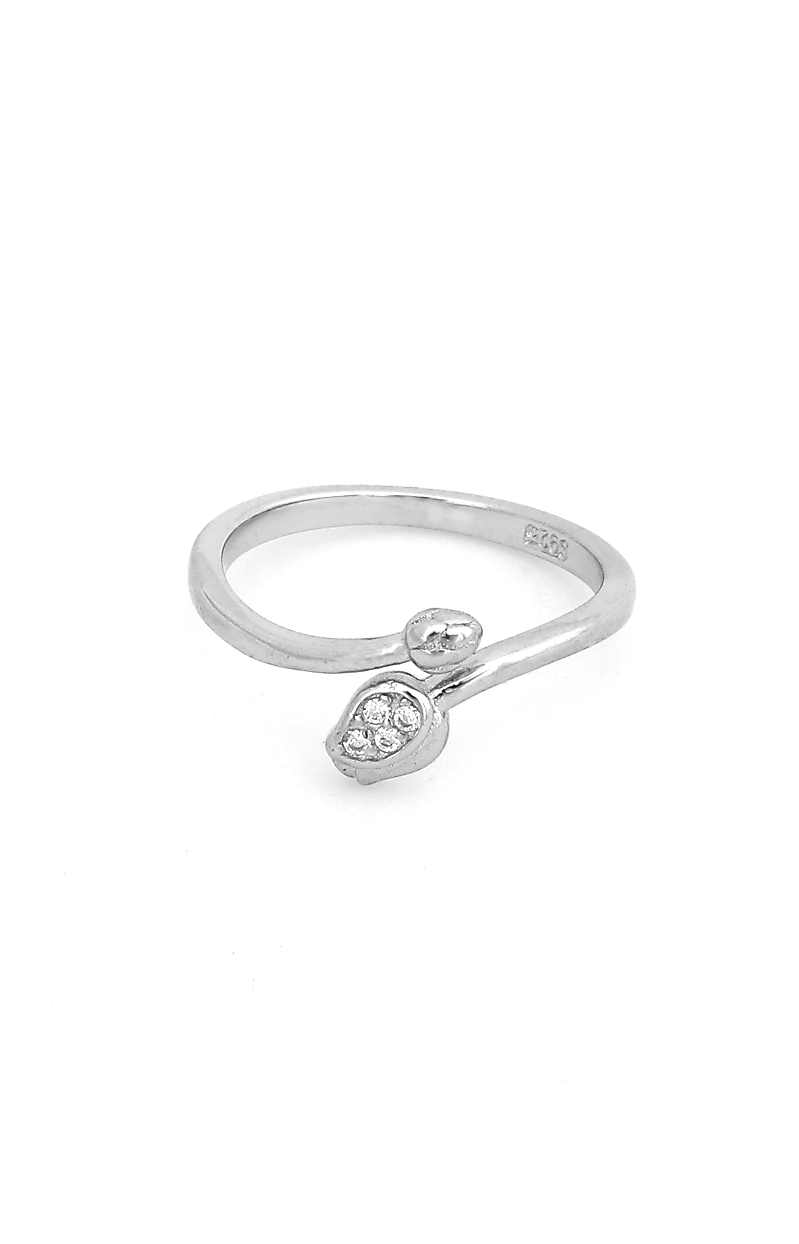 Silver Twin Bloom Open Ring