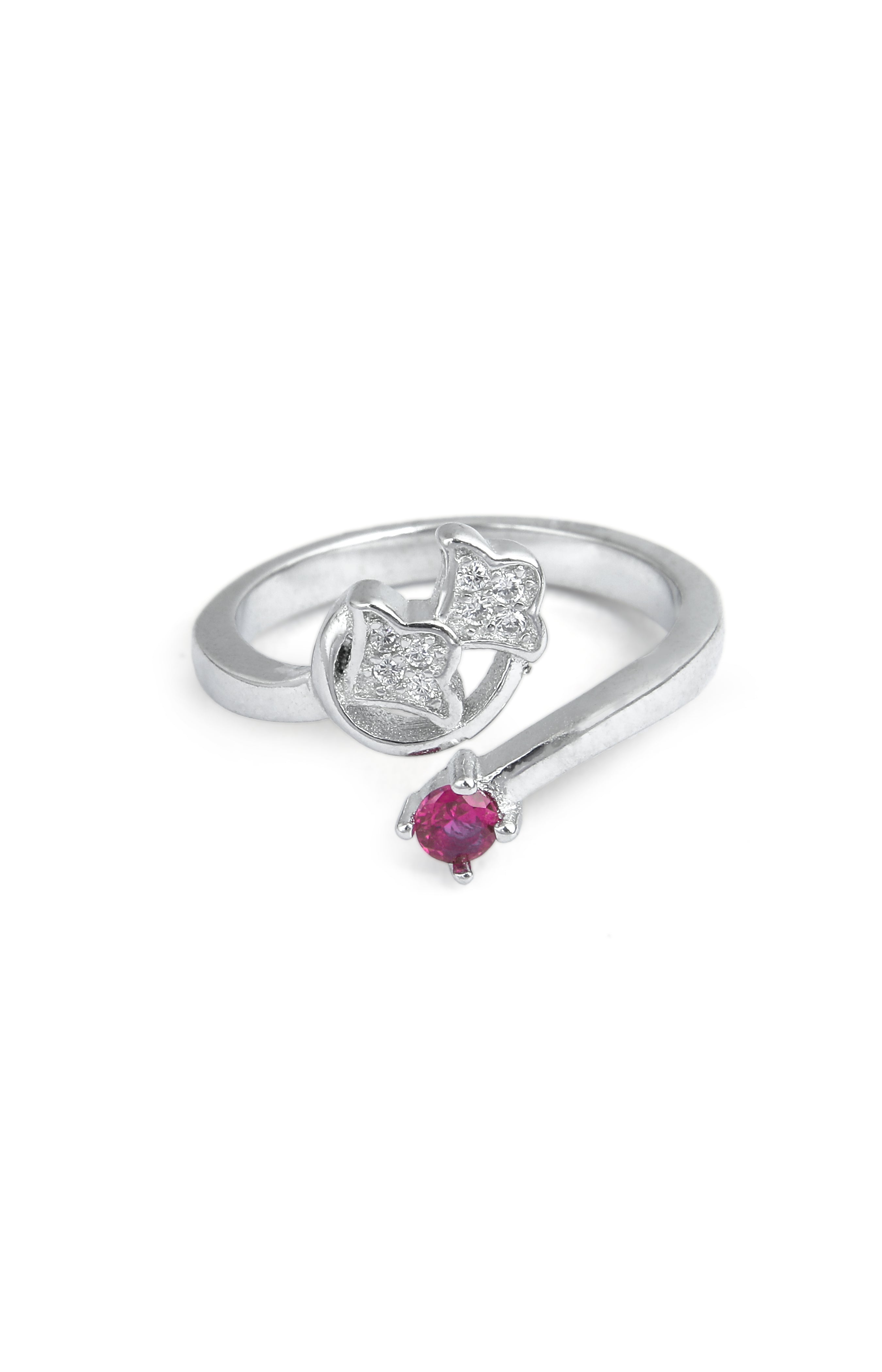 Twin Leaf Ruby Ring