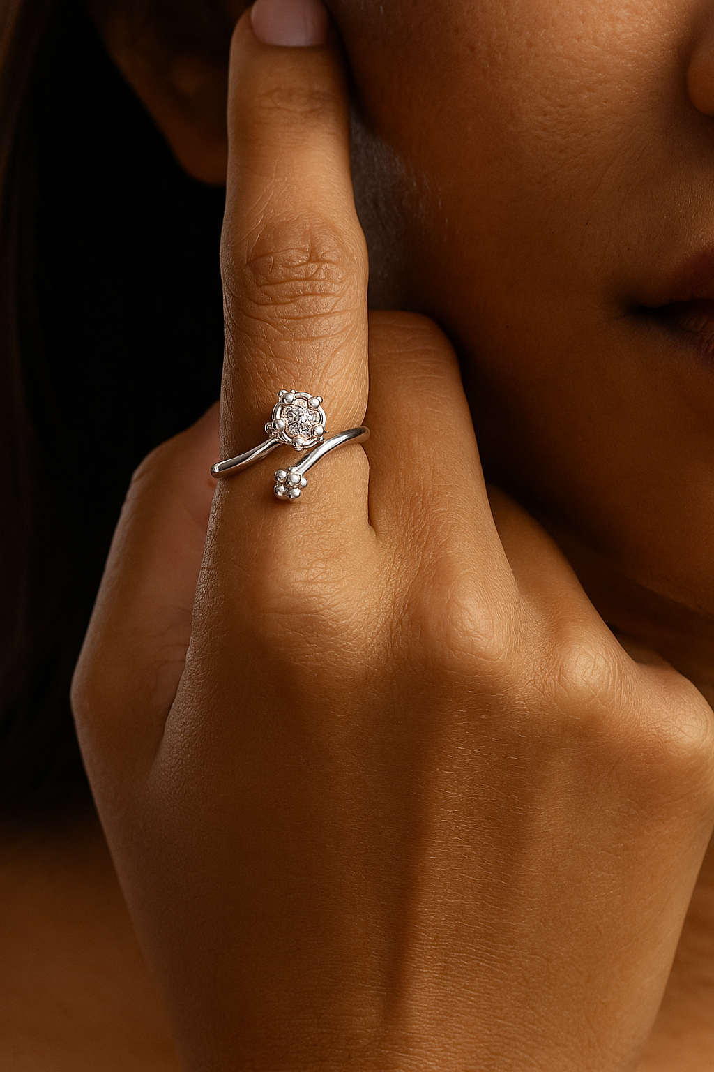 Silver Daisy Bloom Open Ring