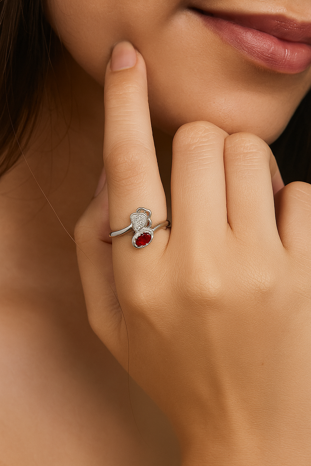 Dual End Ruby Heart Ring