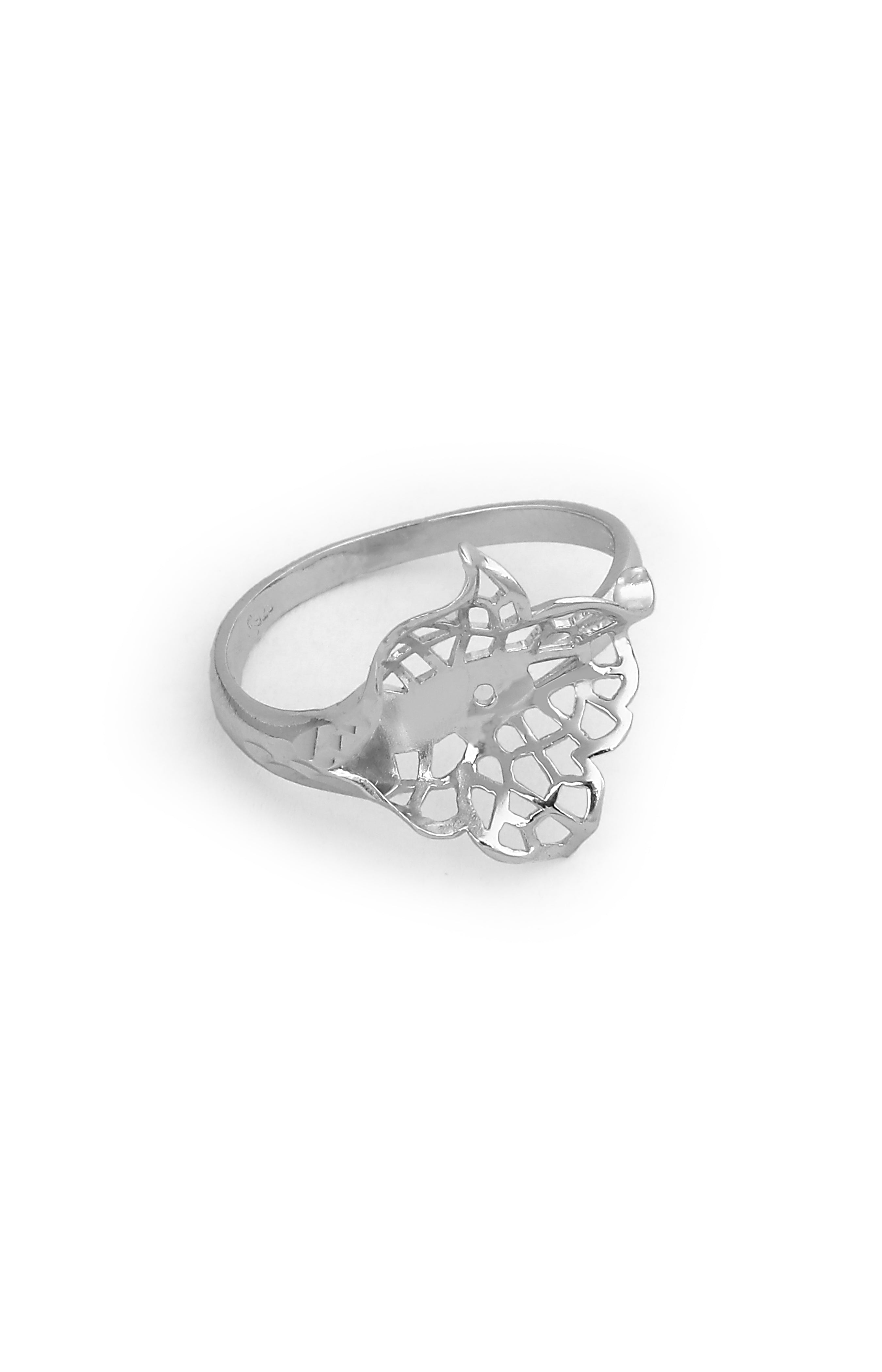 Silver Cutwork Floral Ring