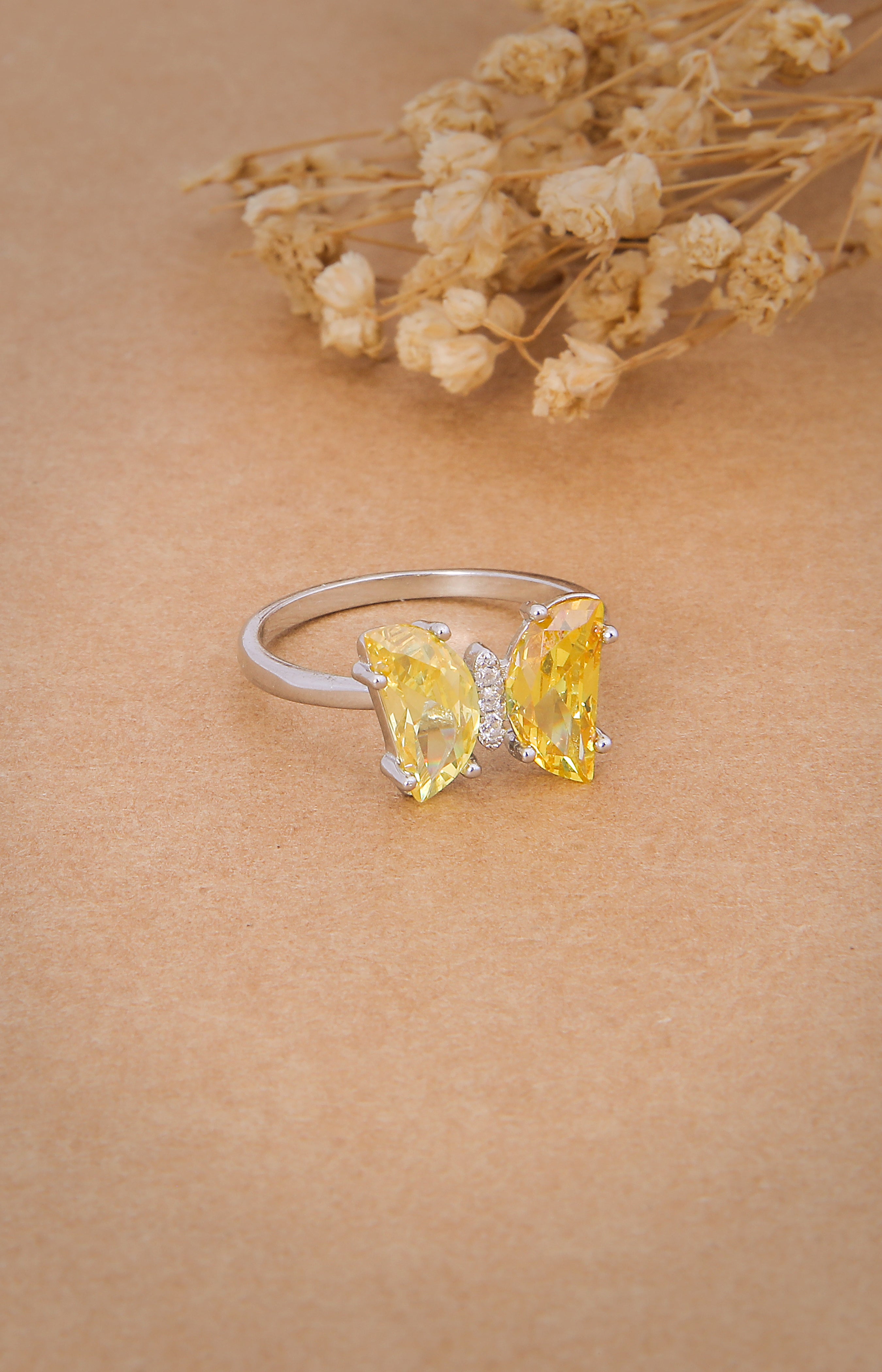 Golden Gleam Butterfly Ring