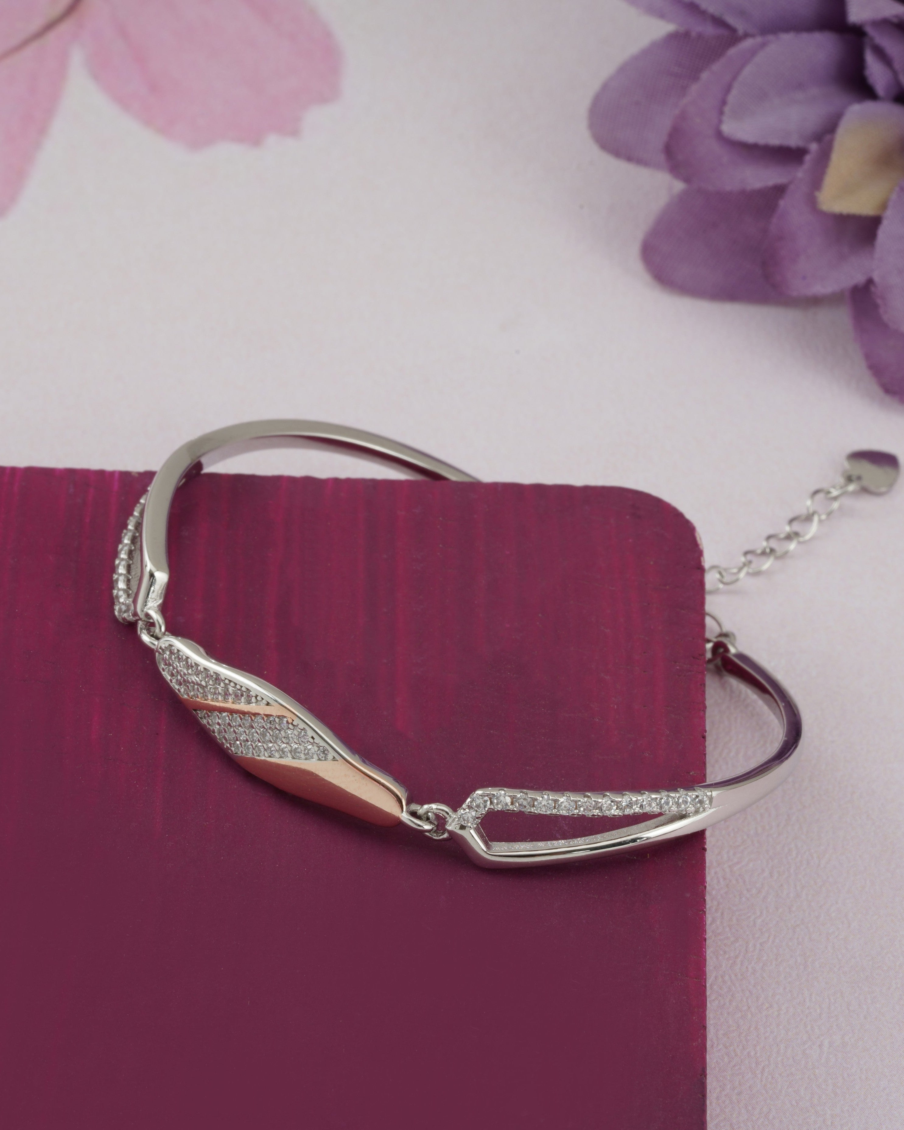 Rosé Pavé Arc Bracelet