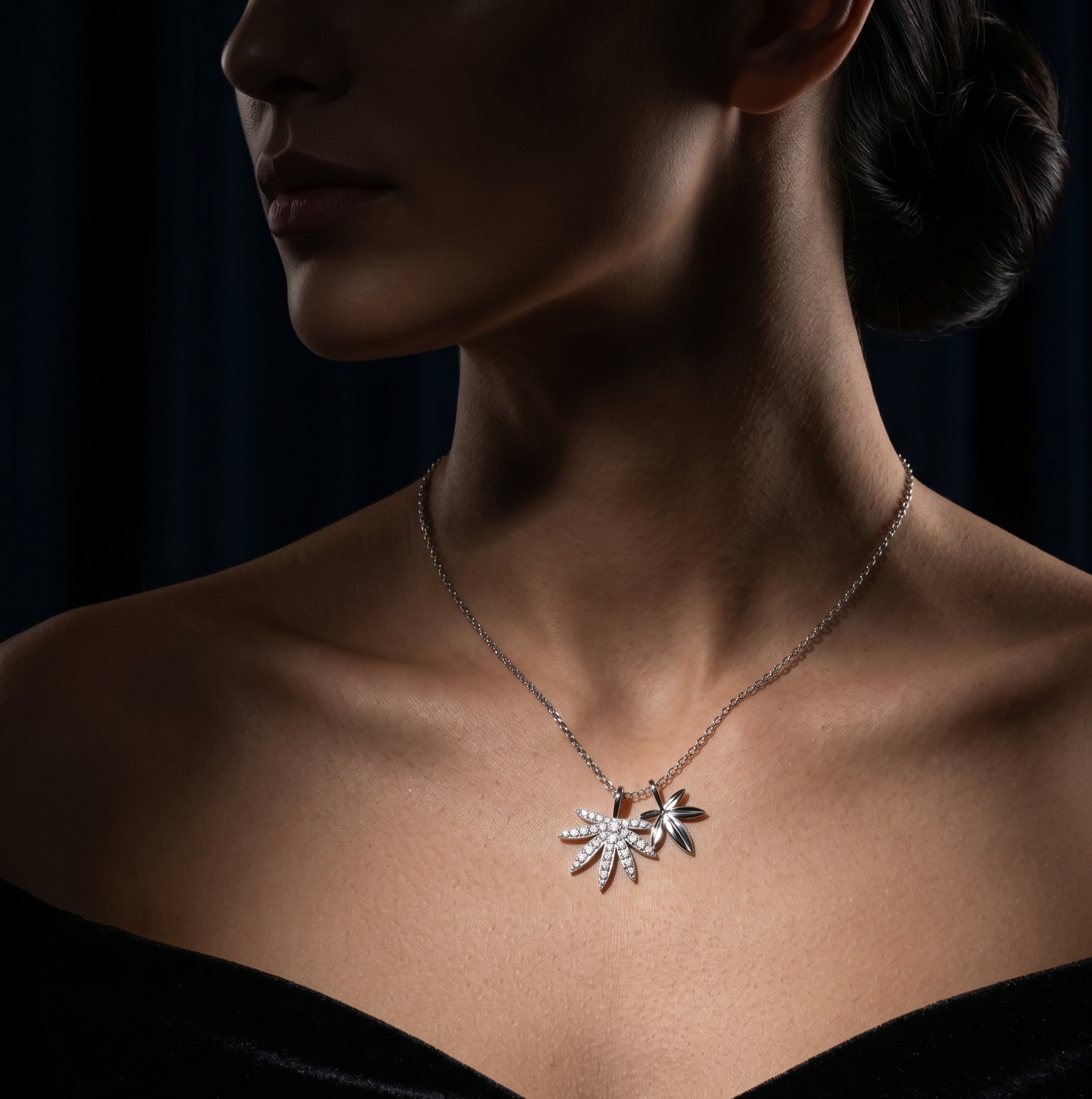 Twin Bloom Pendant Necklace